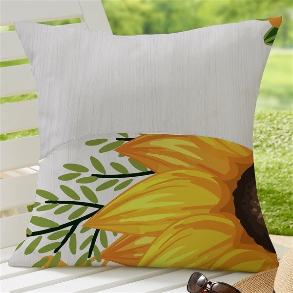 Summertime Sunflowers Personalized Outdoor Throw Pillow 20x20