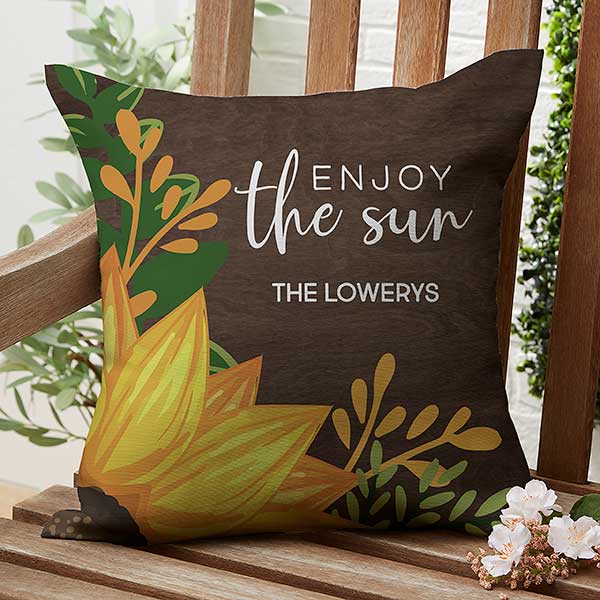 Summertime Sunflowers Personalized Outdoor Throw Pillows