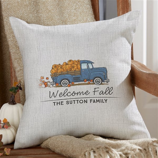 Classic Fall Vintage Truck Personalized Outdoor Throw Pillows - 27504