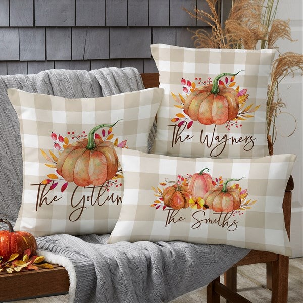 Autumn Watercolors Personalized Lumbar Outdoor Throw Pillow 12x22
