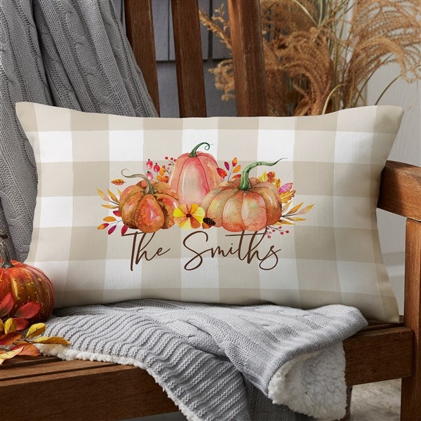 Autumn Watercolors Personalized Lumbar Outdoor Throw Pillow - 12x22