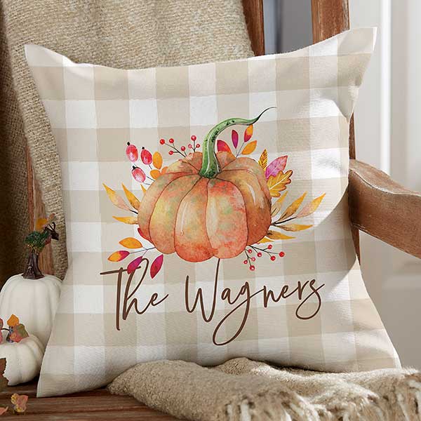 Autumn Watercolors Personalized Outdoor Throw Pillows - 27506