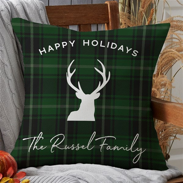 Christmas Plaid Personalized Outdoor Throw Pillows - 27507