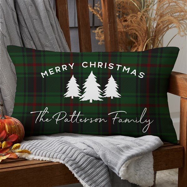 Christmas Plaid Personalized Outdoor Throw Pillows - 27507