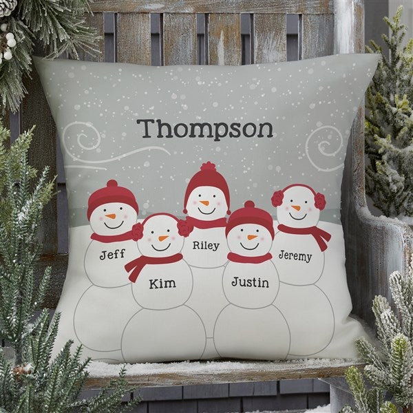 Snowman Family Personalized Outdoor Throw Pillows - 27511