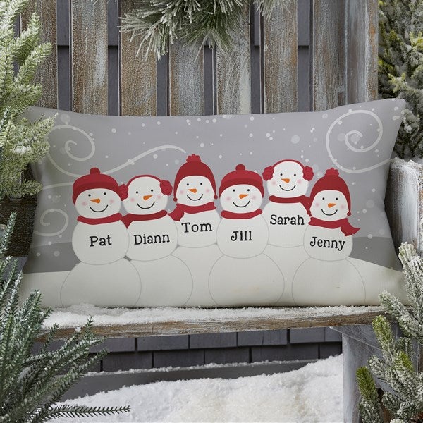 Snowman Family Personalized Outdoor Throw Pillows - 27511