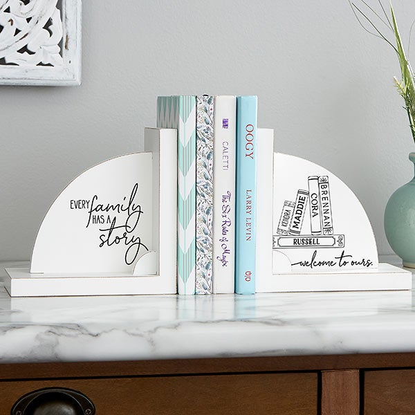 Family Story Personalized Wood Bookends - 27537