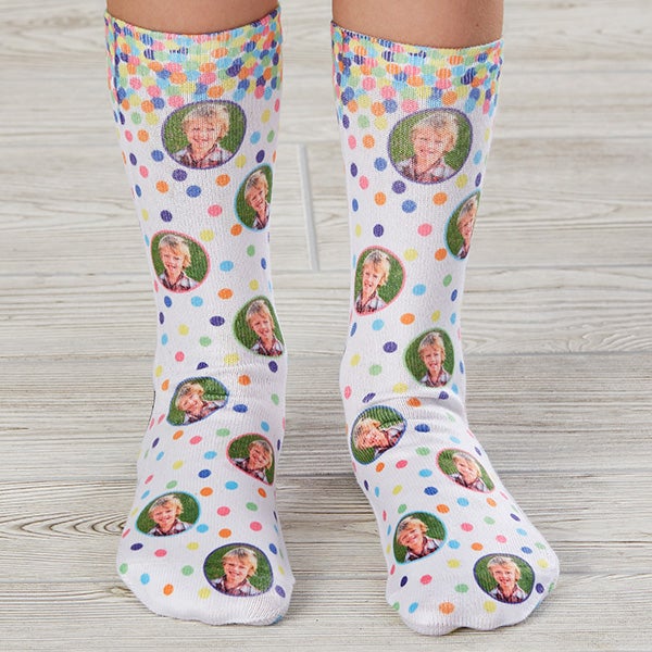 Boy Birthday Confetti Personalized Kids Photo Socks - 27564