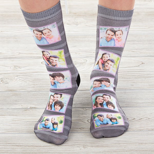 Striped Photo Collage Personalized Kids Socks - 27569