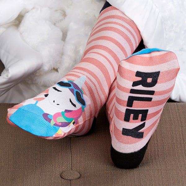 PERSONALISED UNICORN SOCKS girls christmas gift fun name gift childrens kids