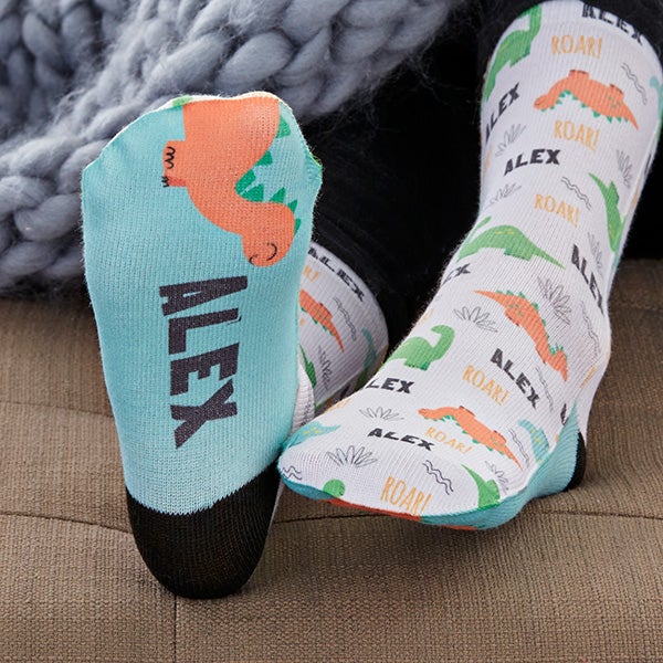 Dinosaur Pattern Personalized Boy's Socks for Kids - 27594