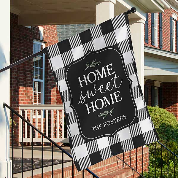 Black & White Buffalo Check Personalized House Flag - 27645