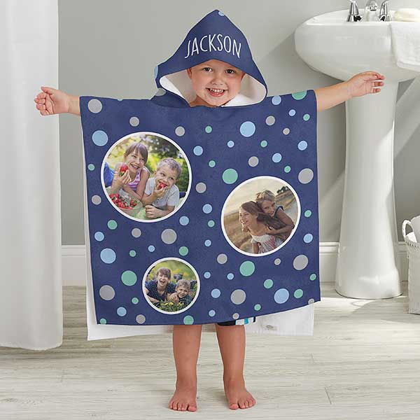 Photo Bubbles Personalized Kids Poncho Bath Towel
