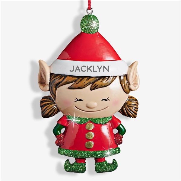 Girl Christmas Elf Personalized Ornament - 27723
