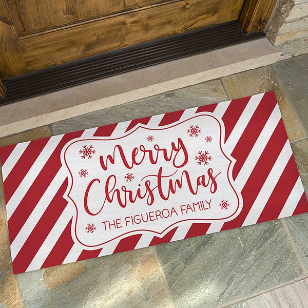 Red & White Christmas Personalized Doormats - 27734