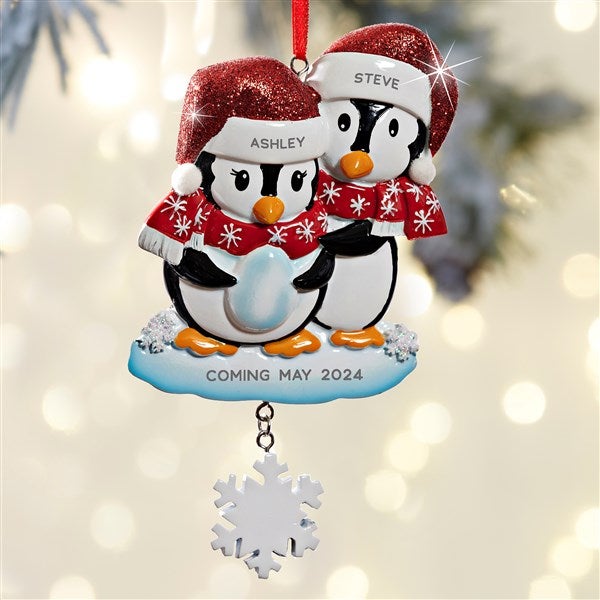 We're Expecting Penguin Family Personalized Ornament - 27743