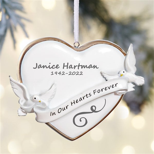 Personalized Memorial Chrisrmas Ornament Dove In Our Hearts Forever Holiday Gift 