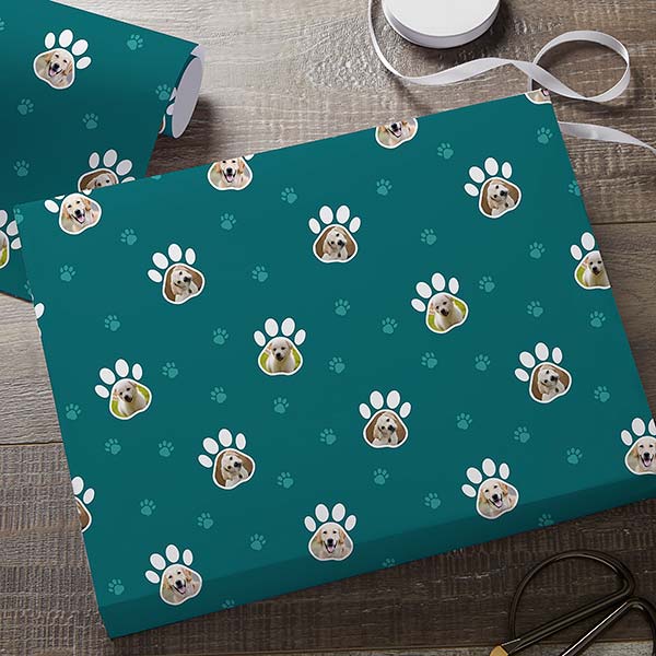Paw Print Personalized Photo Wrapping Paper - 27776