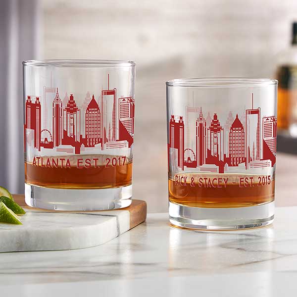 Atlanta Skyline Personalized Printed Whiskey Glasses - 27782