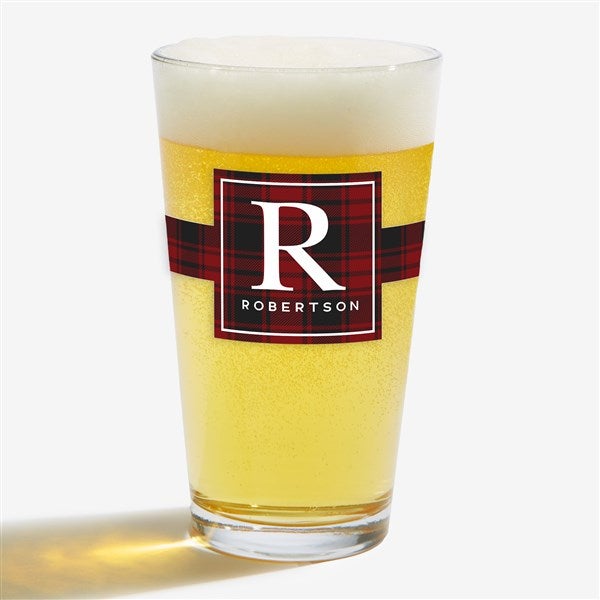 Christmas Plaid Personalized Christmas Beer Glasses - 27793