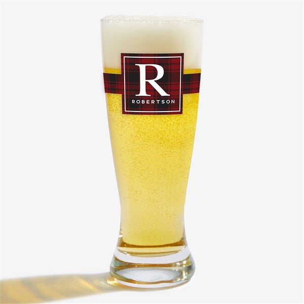 Christmas Plaid Personalized Christmas Beer Glasses - 27793