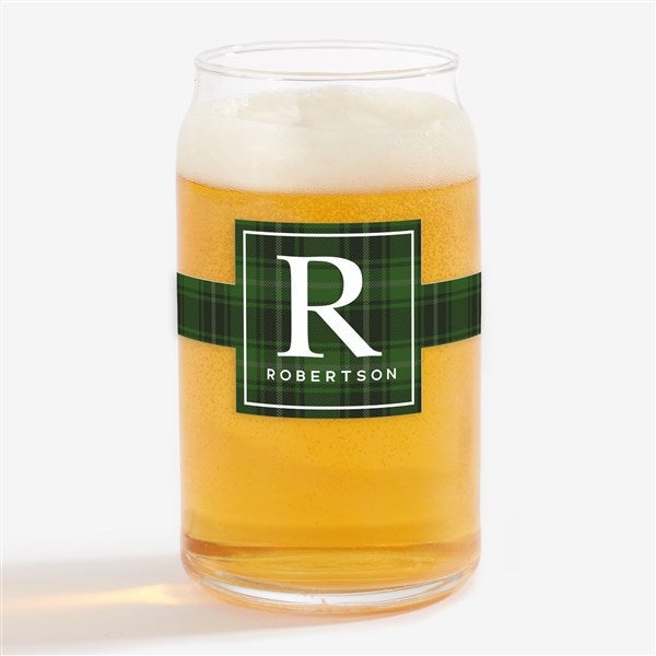 Christmas Plaid Personalized Christmas Beer Glasses - 27793
