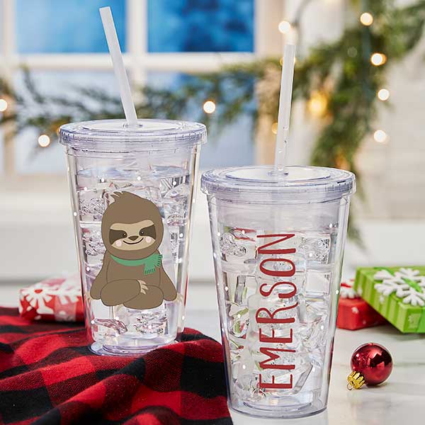 Holly Jolly Characters Personalized Insulated Sloth Tumbler