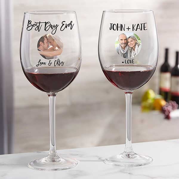 Photo Message For Couple Personalized Wine Glasses - 27803