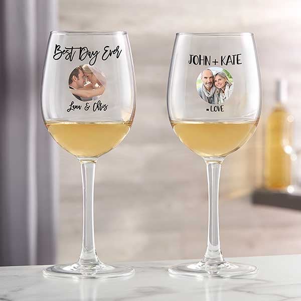 Photo Message For Couple Personalized Wine Glasses - 27803