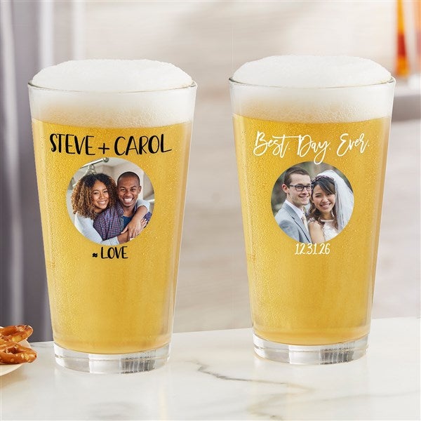 Photo Message For Couple Personalized Beer Glasses - 27805