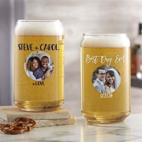 Personalized Wedding 16 oz. Beer Can Glass