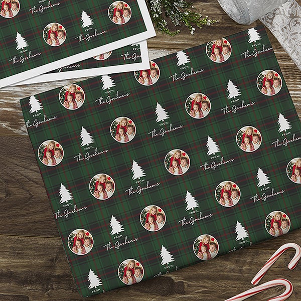 Christmas Plaid Personalized Photo Wrapping Paper - 27810