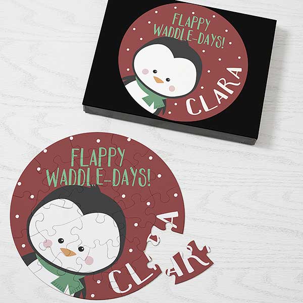 Holly Jolly Characters Personalized Penguin Christmas Puzzle - 27820