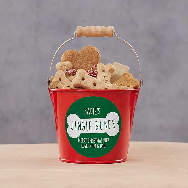 Jingle Bones Personalized Christmas Dog Treat Buckets - 27821