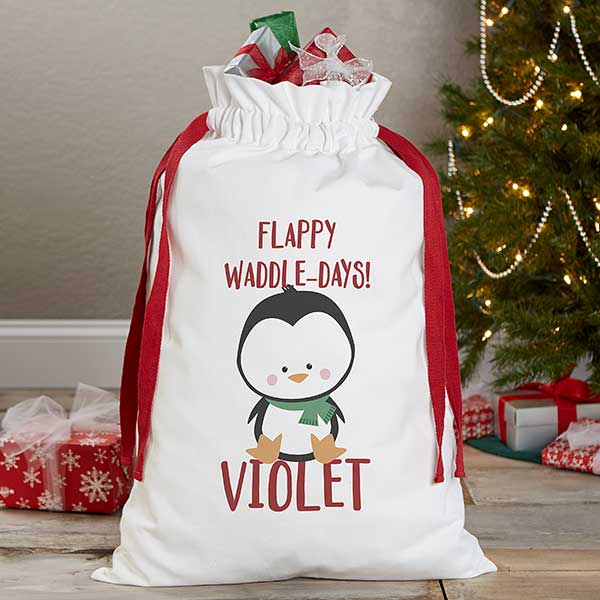 Holly Jolly Characters Personalized Canvas Santa Sacks - 27833