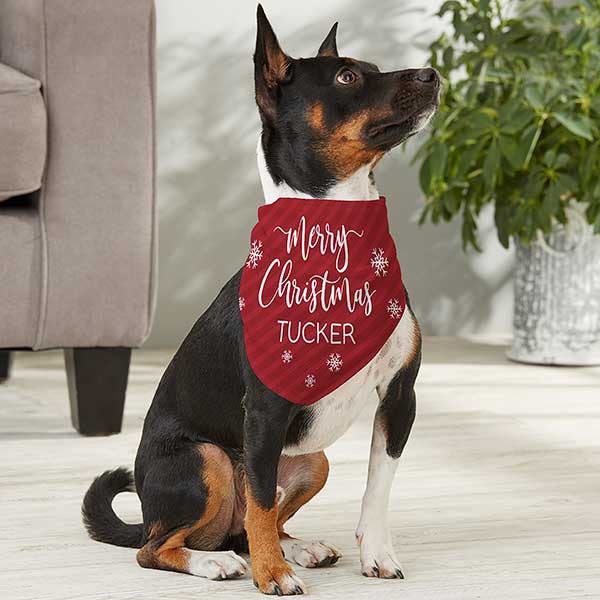 Happy Pawlidays Personalized Red & White Christmas Dog Bandanas - 27840