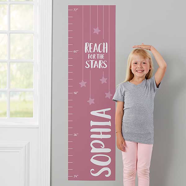 Reach For the Stars Personalized Growth Chart Wall Decal for Girls - 27851