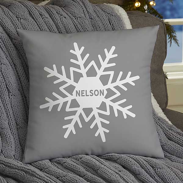 Snowflake Family Personalized Christmas Lumbar Throw Pillow