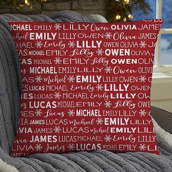 Snowflake Family Personalized Christmas Lumbar Throw Pillow