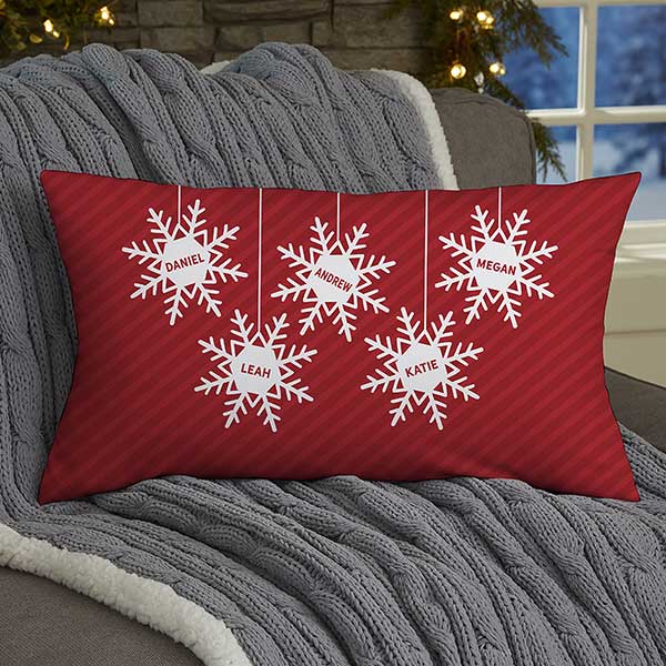RED 18x18 SNOWFLAKE EMBROIDERED FILLED PILLOW SILVER CHRISTMAS WREATH TOSS 