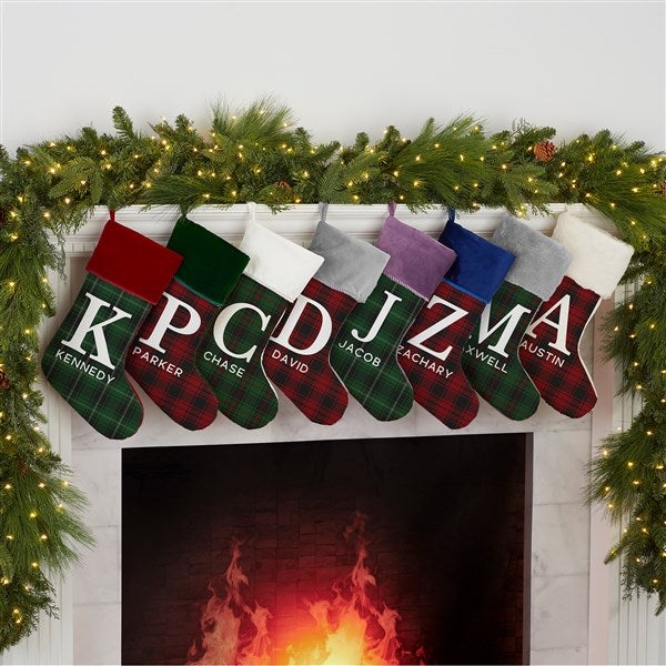 Christmas Plaid Personalized Initial Stockings