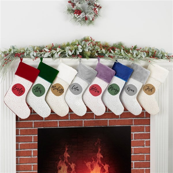 Modern Polka Dot Personalized Christmas Stockings - 27869
