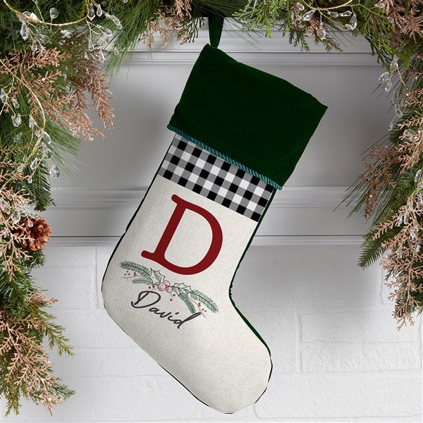 Festive Foliage Personalized Green Christmas Stocking