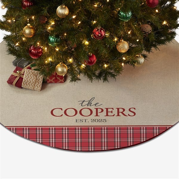 Plaid Evergreen Personalized Christmas Tree Skirt - 27896