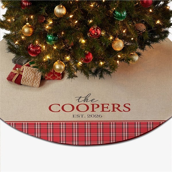 Plaid Evergreen Personalized Christmas Tree Skirt - 27896