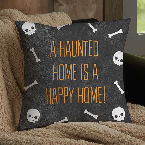 Skeleton Family Personalized Halloween 14-inch Throw Pillow