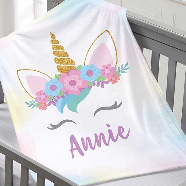 Personalised  Dimple  Fleece Baby Blanket Unicorn Extra Thick Luxury Minky 