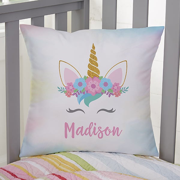 Unicorn Personalized 14 inch Velvet Throw Pillow