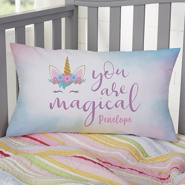 Flower Crown Unicorn Personalized Throw Pillows - 27919