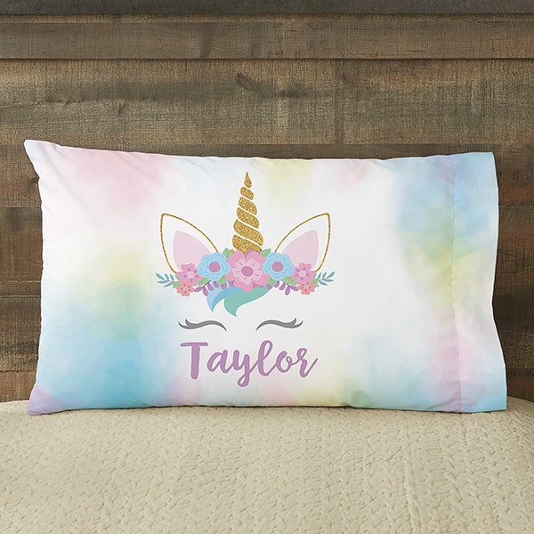 Personalised Name Unicorn Pillow Cushion Case Cover Custom Text Birthday Gift 